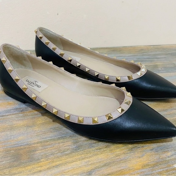 Vintage Valentino Garavani Rockstud Two Tone Flats Size 40.5